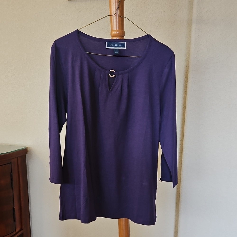 Karen Scott, Purple Cotton Top, Small